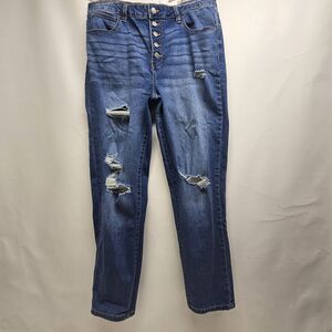 No Boundaries Womens Light Wash High Rise Button Fly Skinny Jeans Size 17